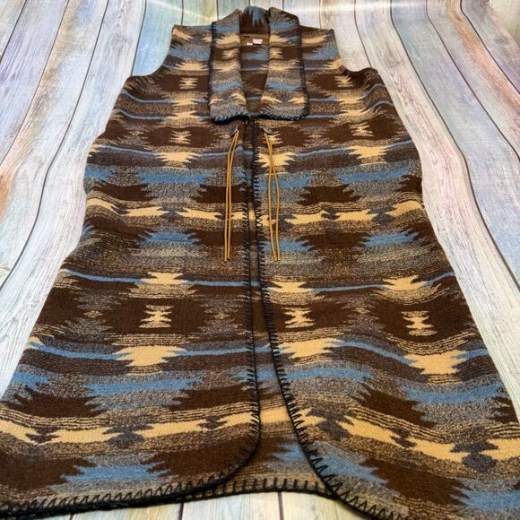 Bear Ridge Outfitters Vintage Duster Vest Jacket Medium USA Aztec Western 90s - Picture 9 of 10